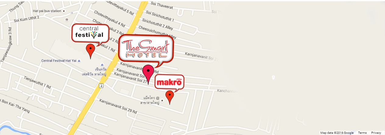 Map The Smart Hotels in HatYai